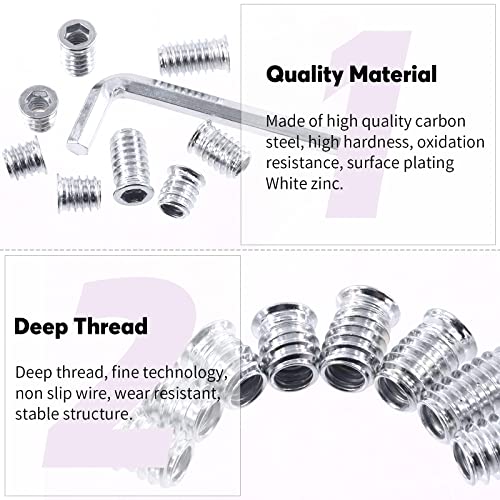 Swpeet 50Pcs 5/16" -18 x 20mm White Zinc Plated Carbon Steel Carbon Furniture Screw in Nut Threaded Wood Inserts Threaded Inserts Bolt Fastener Connector Hex Socket (5/16" -18 x 20mm) - size: 5/16" -18 x 20mm