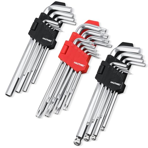 HAUTMEC 27-Piece 3-in-1 Allen Wrench Set, Metric Hex Key & Torx Star Wrench, Ball End & Drilled Tip, CR-V Steel L-Shape Tool Kit - style: 27PCS(Metric Hex Key & Star Wrench & Metric Ball Key)