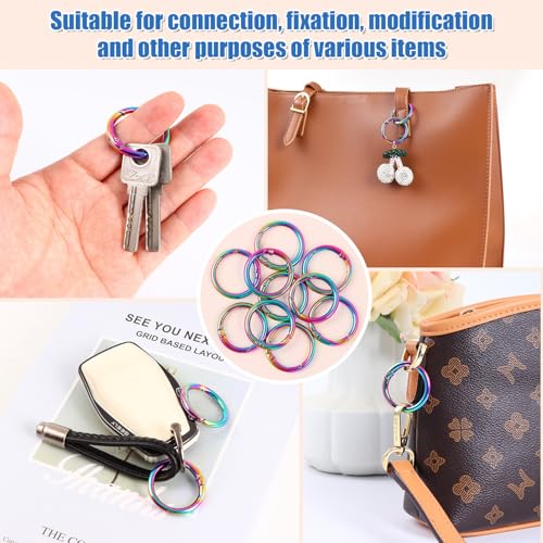 1 Inch Spring O Rings Buckles-10 Pcs Rinbow Spring Gate Rings Clasps - color: Rainbow Spring Rings-10pcs-1 Inch