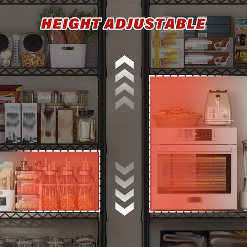 REIBII 60" W 6-Tier Wire Shelving with Wheels & Feet, 3598 lbs, for Garage - size: 6-Tier,60" W X 82.6" H X 17.7" D