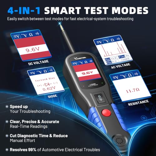 VDIAGTOOL V200 Automotive Circuit Tester, Power Circuit Probe Tester Kit, 12V-24V Short/Open Circuit Finder, AC/DC Diode Resistance Relay Fuse Component Test, Digital Voltmeter Ohmmeter, 40FT Cables