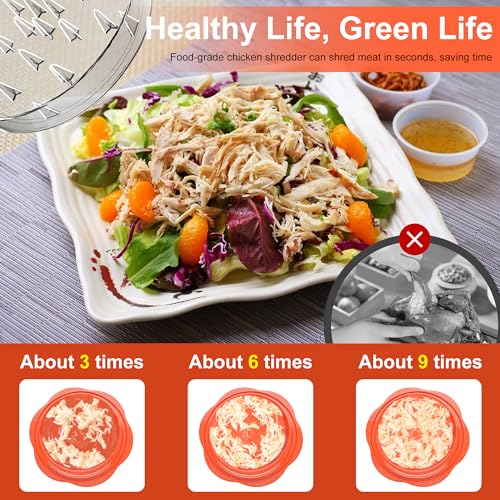 Chicken Shredder Tool Twist Large Meat Shredder with Brush&Fork, Orange - color: Orange