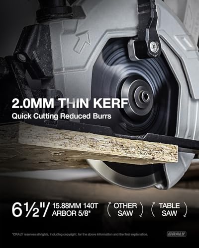 CRALY 6-1/2 Inch 140 Teeth Circular Saw Blade, 5/8 Inch Arbor, Thin Kerf, for Cutting Plywood, OSB, Plastic, Paneling & Vinyl Siding, 2-Pack(C06140WB-2) - size: 6-1/2" 140T(2-pack)