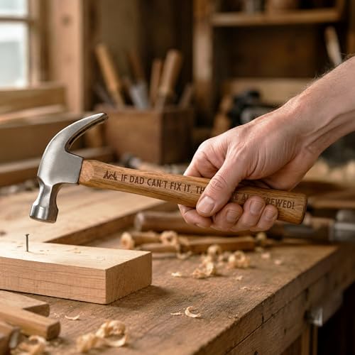 Personalized Hammer Gift for Dad - Custom Laser Engraved 13 Inch Wooden Handle Claw Hammer - Father's Day, Birthday, Christmas Gifts for Dad, Husband, Grandpa, Stepdad - You Nailed It