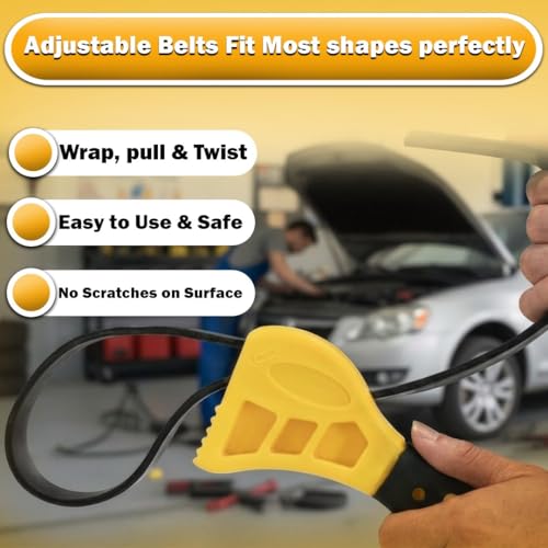 2-Pack Adjustable Rubber Strap Wrench Set, 6" & 8" Non-Slip Oil Filter Wrench and Jar Opener, Universal Plumbing Tool for Water Filter, Shower Head, Sink Drain, Faucet and Pipe Removal