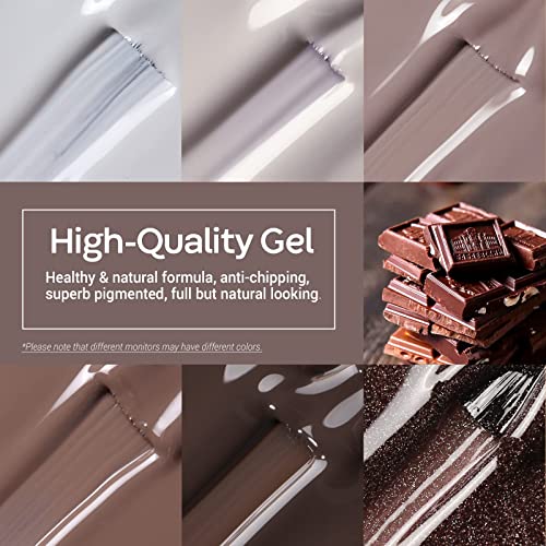 modelones Fall Gel Nail Polish Set, Chocolate Brown Coffee Nude Glitter - color: A4 Chocolate bar