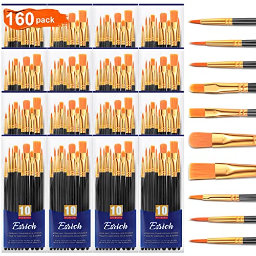 ESRICH 160PCS Paint Brushes, Paint Brush for Acrylic Painting - color: Black, size: 160