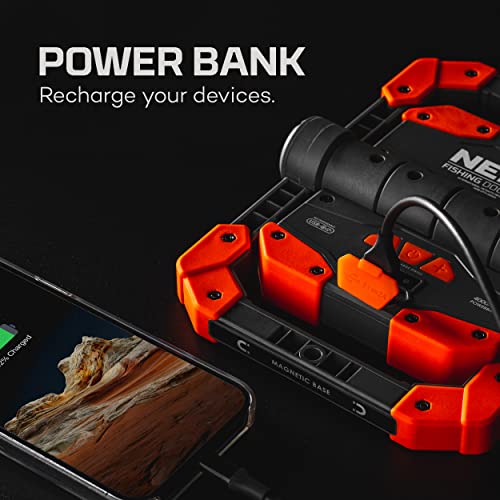 NEBO OMNI Fish Dock Light | 450 Lumens COB, 4 Light Modes, 395nm UV, Rotating Magnetic Handles, Built-In Power Bank, Water Resistant, Rechargeable Work Lamp, Includes USB-C Charging Cable - style: 450 Lumens