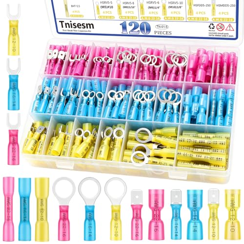 Tnisesm 120PCSHeat Shrink Connectors,Waterproof Crimp Terminals Auto&Marine - color: 120PCS