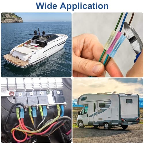 Linkstyle 380PCS Marine Grade Heat Shrink Wire Connectors kit 22-10 AWG, Waterproof Automotive Electrical Terminals Kit, 16-14 22-16 12-10 Gauge Bullet Fork Butt Splices Spade Crimp Connector