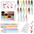 Ombre Gel Polish Palette,16Colors Pat Gel Paint Nail Art Kit Sponge Patting - color: 16 Colors H