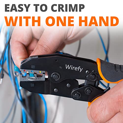 Wirefy Crimping Tool Set 5 PCS - Ratcheting Wire Crimper - for Heat Shrink, Nylon, Non-Insulated Connectors, Ferrule Terminals