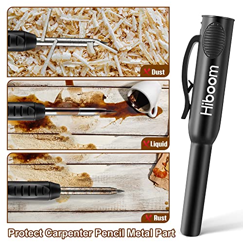 Hiboom 2 Pack Carpenter Pencils with Pencil Cap and 18 Refills, Black - color: Black