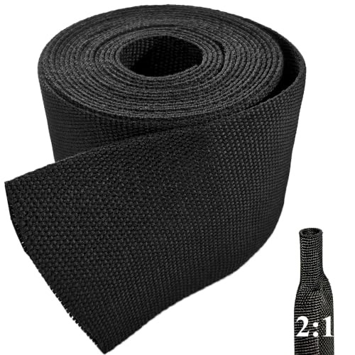 Heat Shrinkable Braided Sleeving, 2" Wiring Harness Sheath Cable Management - size: 10ft - 2"(50mm)
