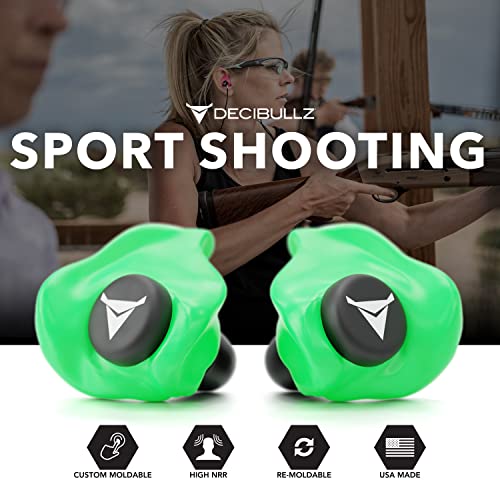 Decibullz Custom Molded Ear Plugs, 31dB NRR Shooting Ear Protection (Green) - color: Green