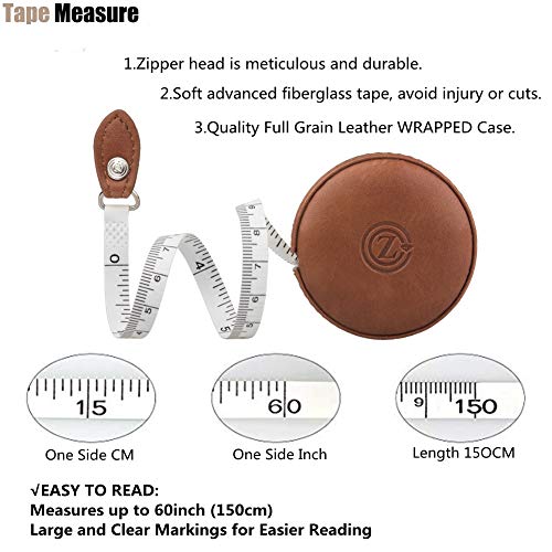Sewing Tape Measure, Medical Body Cloth Tailor Craft Dieting Measuring Tape, 60 Inch/1.5M Dual Sided Retractable Ruler with Push Button Round - color: Brown 1 pack