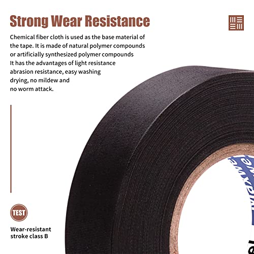 Wire Harness Tape, Automotive Cloth Electrical Tape | 3/4" x 50 FT, Chemical Fiber Cloth, High Temp, Wiring Harness Loom, Auto Electrical Wrap, Protection, Insulation, 1 Piece