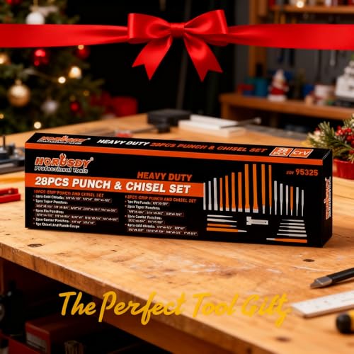 HORUSDY 28-Piece Heavy Duty Punch and Chisel Set, Including Taper, Cold Chisels, Pin, Center Punch - size: 28-Piece Heavy-Duty Set