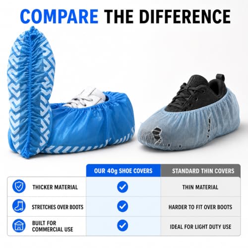 INNOVATIVE HAUS Blue Disposable Shoe Covers, Non Slip Booties, 100 Pack, XL - size: Extra Large (100 Pack)