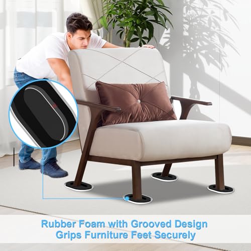 Upgrade Furniture Sliders, Furniture Sliders for Carpets, 4 PCS 5.8*4.3" Moving Pads With Anti-Slip Groove, Oval Furniture Moving Sliders for Easy Move Bed Tables Cabinet Heavy Duty, Protect Carpets - size: 5.8*4.3in Oval 4Pack