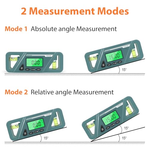 Shkalacar Digital Angle Finder Protractor, Magnetic Base with LED Display and Automatic Shut Off, for Wood Processing and Vehicle Repairing Billet Protractor Level Tool (Green) - color: Green