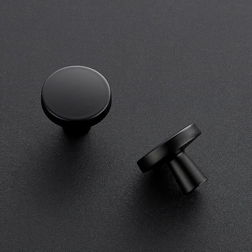 JOY DECOR Matte Black Solid Kitchen Cabinet Knobs 1-1/4 Inch 5 Pack - color: Matte Black