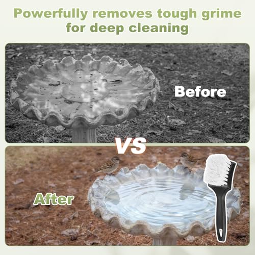 M METERXITY 2-Pack Bird Bath Cleaning Brush, 8.3 Inch Plastic Bird Bath Cleaner with Ergonomic Handle for Feeder/Fountain/Outdoor Cleaning, Utility Hard Stiff Bristle Scrub [White] - color: White