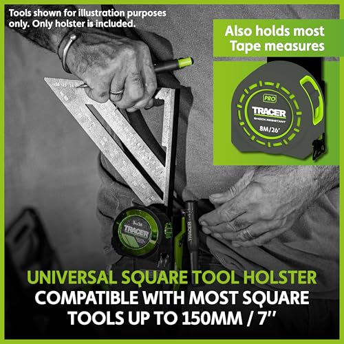 TRACER Metal Carpenter Square Holster for Belt | 7" Framing Square Holder