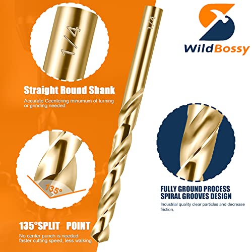 M35 5% Cobalt Drill Bits Set 29PCS (1/16"-1/2"), Straight Shank Jobber Drill Bits, Metal HSS Twist Drill Bits for Stainless Steel Hard Metal and Cast Iron - size: 1/16-1/2 inch - 29 PCS - Right Hand