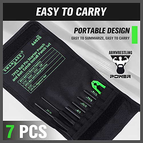 7-Piece Premium Roll Pin Starter Punch and Install Punch Set - 1/16, 5/64, 3/32, 1/8-inch - color: Roll Pin Starter Punch - Black