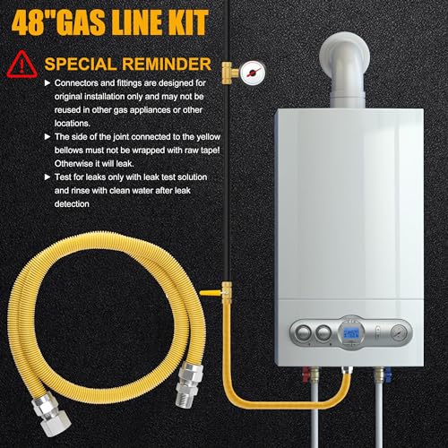 48" Gas Dryer Hose Kit,Stainless Steel Stove Gas Line with Connector 1/2" MIP 3/4"FIP 1/2"FIP(3/4"MIP) Fitting,5/8" OD(1/2" ID) Gas Connector Kit for Stove,Gas Stove, Dryer,Water Heater-by MIFLUS - size: 48in