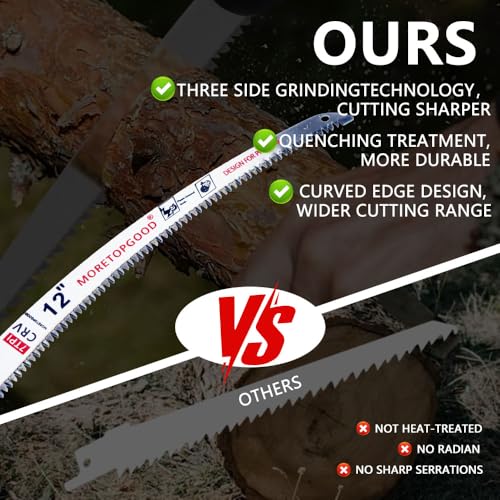 12Inch Arc Edge Reciprocating Saw Blade with Storage Box, 7TPI Japanese Teeth with Curved Edge Wood Pruning Saw Blades for Tree Trimming, Wood Cutting (5 Pack) - size: 12 Inch