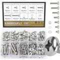 242 Pieces M5 x 6/8 /10/12 /16/20 /25mm Phillips Pan Head Machine Screws Nuts Washers Assortment Kit, 304 Stainless Steel, Fully Machine Thread - size: M5