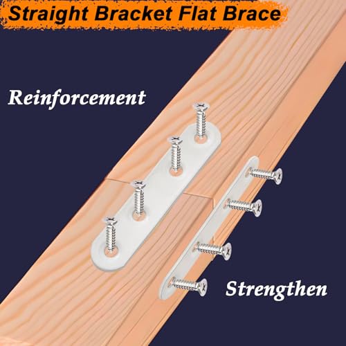 16 Pack White Flat Brackets 3 inch Straight Brace - color: White, size: 16 Pcs / 3 x 0.63 in