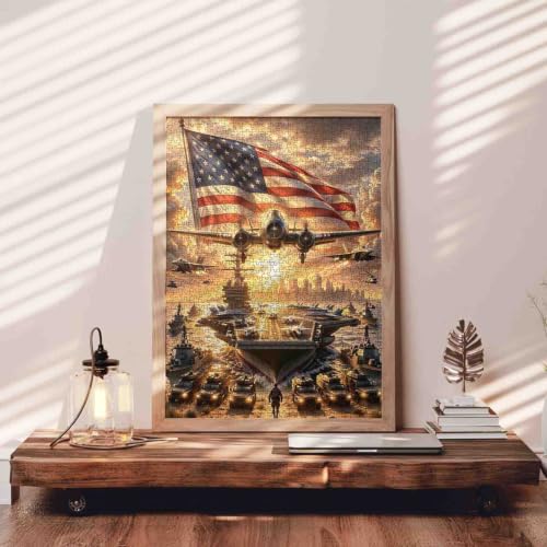 American Flag Military Aircraft Puzzle for Adults 1000 Pieces - color: Airplane-01