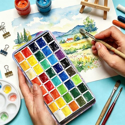 qianshan 40Pcs Empty Half Pans Watercolor Tin Palette with Magnetic Stripe - color: Paris Impression