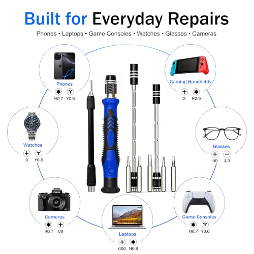 Precision Screwdriver Set 142 in 1, Electronics Repair Tool Kit with 120 Magnetic Bits for iPhone MacBook Computer Laptop Tablet Smartphone Watch PS4 Xbox Nintendo ESD Tweezers Repair Bag