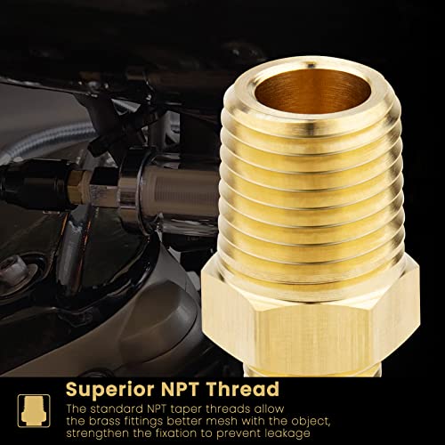 KOOTANS 1/4 NPT x 1/8 NPT Male Solid Brass Hex Nipples,4 PACK - size: 1/4 NPT x 1/8 NPT (O.D x O.D: 1/2'' x 3/8'')