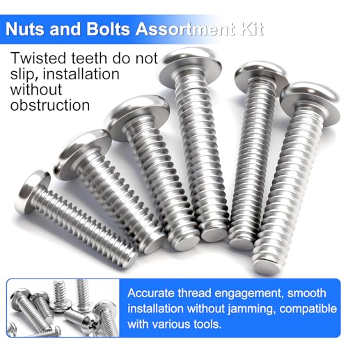 333Pcs Machine Screws Nuts and Bolts Assortment Kit, Stainless Steel Bolts 9 Sizes M3 M4 M5 M6 Phillips Pan Head Screw Assortment Kit for Furniture, Automotive, Appliance Repair, DIY Projects - size: 333PCS