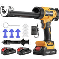 Electric Caulking Gun, Battery Powered Caulk Gun with 2 x 2000mAh Batteries, 9pcs Caulk Remover Tool, 6 Adjustable Speeds, Dripless Auto Retract, LED Light Silicone Gun for Filling, Sealing - color: With 2x 2.0ah Battery
