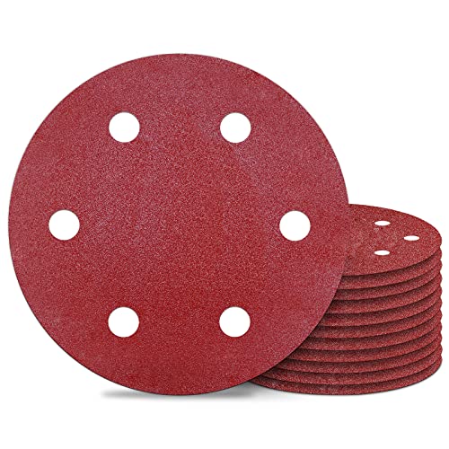 Awutzut 9 Inch 6 Hole Sanding Discs 80 Grit Hook and Loop for Drywall Sander 12PCS - style: 80 Grit