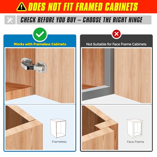 Ravinte Hidden Cabinet Hinges, Soft Close, Concealed Cabinet Hinges 4 Pack