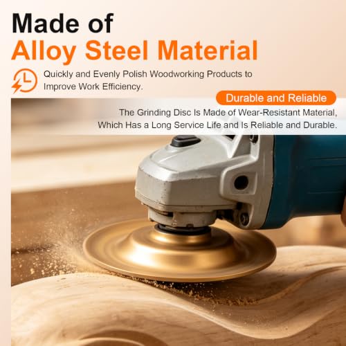 Angle Grinder Wood Carving Disc Set, 3Pcs Gold Grinding Wheel 5/8" Arbor
