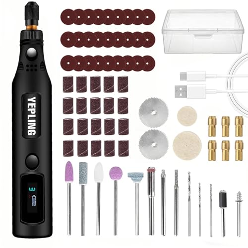 Cordless Rotary Tool, 3.7V Li-Ion 3 Speed Electric DIY Mini Polisher Kit with LED Screen, 72 Pieces Accessories USB Cordless Multi-Tool, Great for Light Small DIY Work