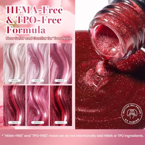 Beetles Pink Cat Eye Gel Polish Set, Garden Kiss 6 Colors Glitter Gel - color: A - Glass Pink Cat Eye | Garden Kiss