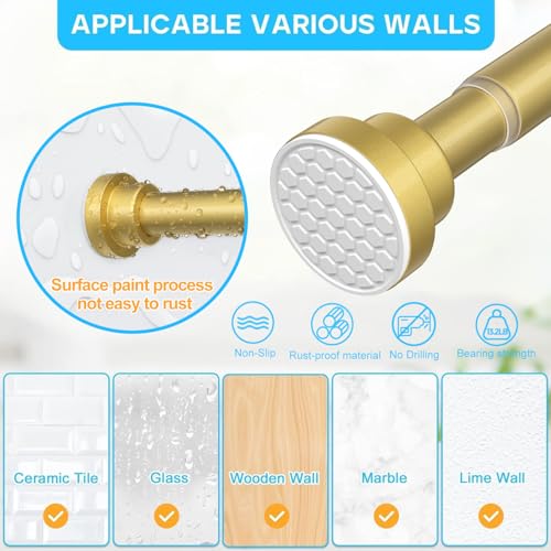 1Pack Gold Spring Tension Curtain Rod 45-78 Inches, 7/8" Diameter - color: Gold 1 Pack, size: 45-77"