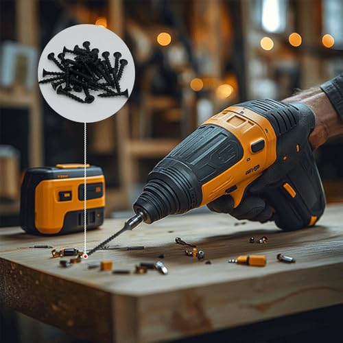 #7 x 1-3/8" Phillips Bugle Head Coarse Thread Sharp Point Drywall Screw, Self Tapping Wood Screws with Black Phosphate Coated, Ideal Screw for Drywall, Wood and Sheetrock, 90 Pieces - size: #7 x 1-3/8-Inch