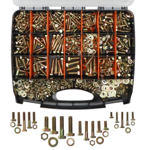 891Pcs Grade 8 Bolts and Nuts Kit, SAE Bolt Assortment Kit - size: 1/4-20, 5/16-18, 3/8-16, 1/2-13