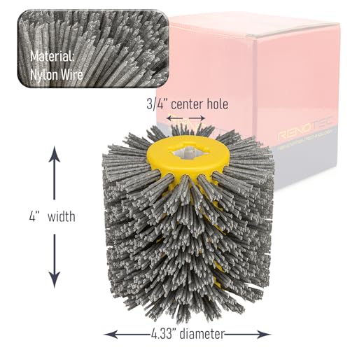 Nylon Bristle Drum, #60, Scale and Rust Stripping, 4.33" x 4", 110x100mm, for Burnishing Polishing Machine - style: Nylon Bristle Drum #60
