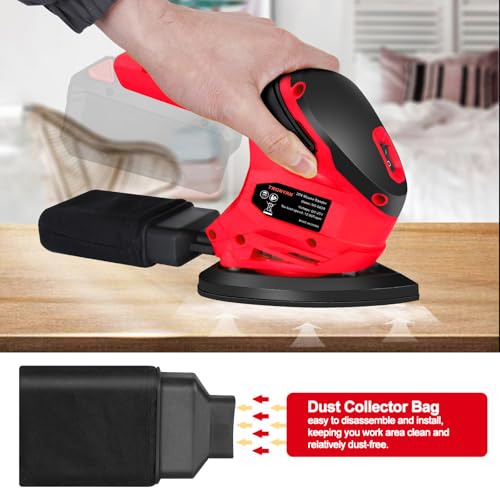 Cordless Detail Sander Compatible with Milwaukee 18V Battery (Tool Only), 12,000 OPM, 10Pcs Sandpapers, Dust Bag for Woodworking, Tight Spaces Sanding, Polishing, Removing Paint (No Battery)